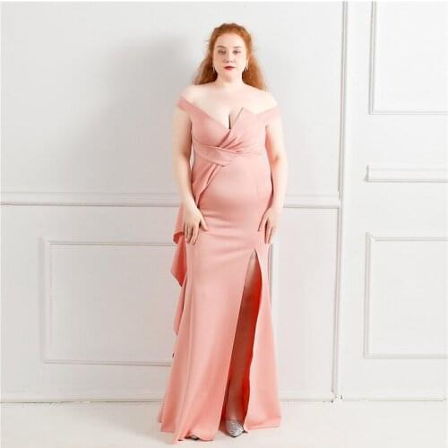 New Boat Neck Evening Dress Elegant Zipper Back Short Sleeves Pleat Floor-Length Pink A-Line Plus Size Women Formal Gowns D1255