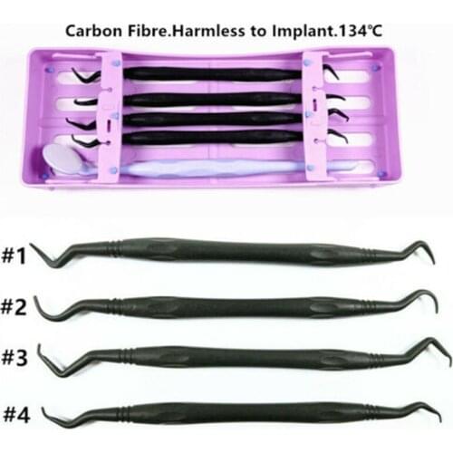 Dental Carbon Fiber Implant Scaler Curettes Scaling Tip Tooth Scraper Mirror Set