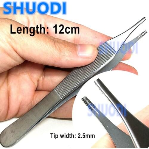 1 piece Dental Adson Brown Tissue Tweezer 12 cm serrated Tip Implant Surgical Tweezer Implant Surgical Tools Straight Tip