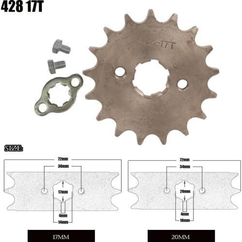 428 17T tooth 17mm 20mm front engine sprocket ATV BIKE 50cc 70cc 90cc 110cc 125cc 150cc