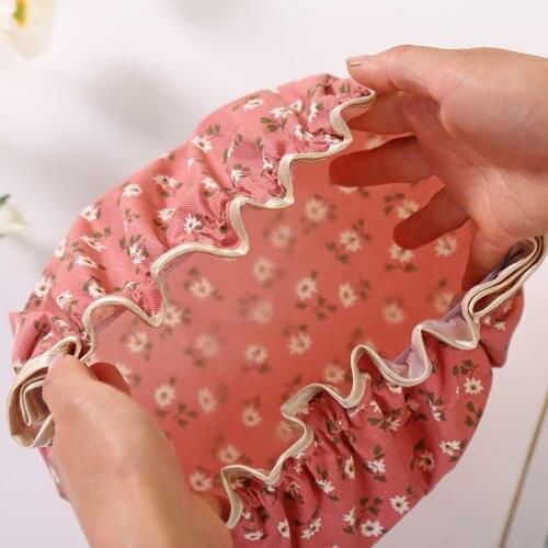 1pcs Shower Hats Double Layer Hair Cover Polyester Cotton Bathing Cap Cartoon Bathroom Products Multicolor Waterproof