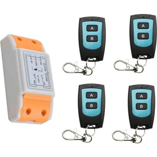 2016 new 220 v 1 ch wireless remote control switch 1 piece receiver +4 piece transmitter 50m