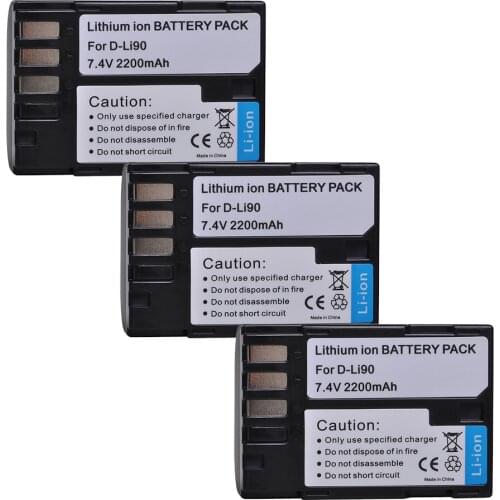2200mAh D-Li90 D Li90 DLi90 Rechargeable Battery for Pentax 645D, 645Z, K-01, K-3, K-5, K-5 II, K-5 IIs, K-7 Digital Camera