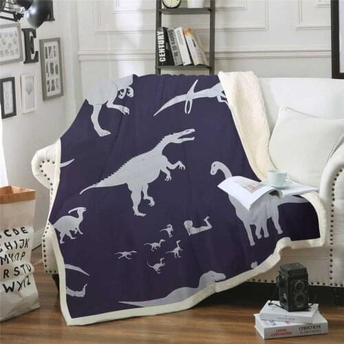 3D Cartoon Dinosaur Sherpa Blanket Children Kids Teen Boys Girls Gifts Bedroom Decoration Throw Quil Sofa Bed Car Keep Warm Soft