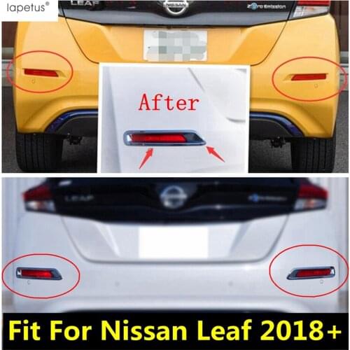 Lapetus Accessories For Nissan Leaf 2018 - 2020 Chrome Rear Fog Lights Lamps Tail Foglight Frame Cover Trim / Exterior Refit Kit
