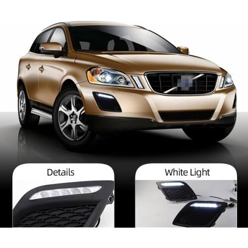 Car Flashing 2PCS Daytime Running Lights For Volvo XC60 2011 2012 2013 Daylight Car LED DRL Fog head Lamp cover car-styling