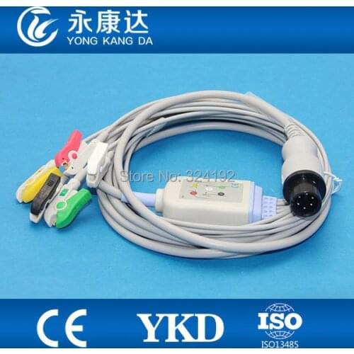 Free shipping/ compatible for mindray one piece 5-lead series patient ECG cable with leadwires