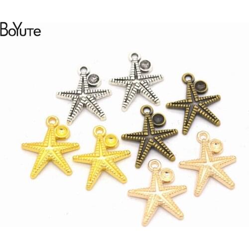 BoYuTe Wholesale (80 Pieces/Lot) Metal Alloy 22*19MM with 2MM Hole Starfish Charms for Jewelry Making Diy Hand Made Accessories