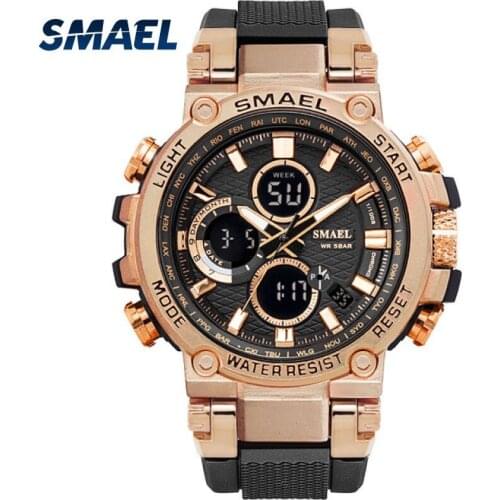 SMAEL Relojes Digitales Para Mujer LED Sports Alarm Clocks Watch With Date 1803 Rosegold Digit Men Watch Silicone Shoockproof
