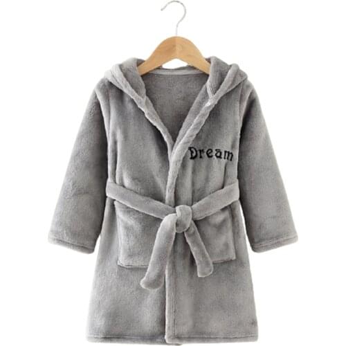 Baby Girls Boys Robes Children Bathrobe Hooded Cap Flannel Robe Pajama Kids Coral Warm Clothes Child Homewear Clothes