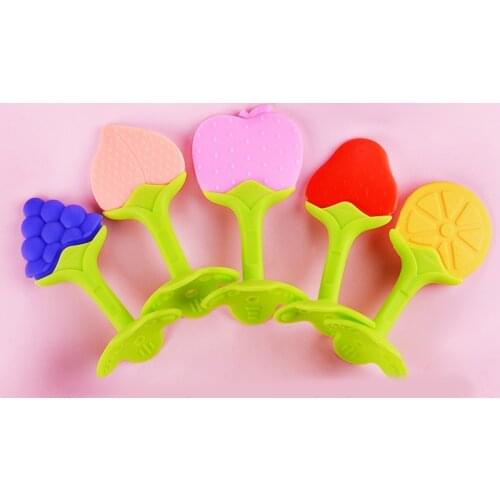 Baby Teether Fruits Vegetable Shape Teether Silicone Toothbrush Toy Brand New Baby Dental Care Toothbrush Training Baby Care