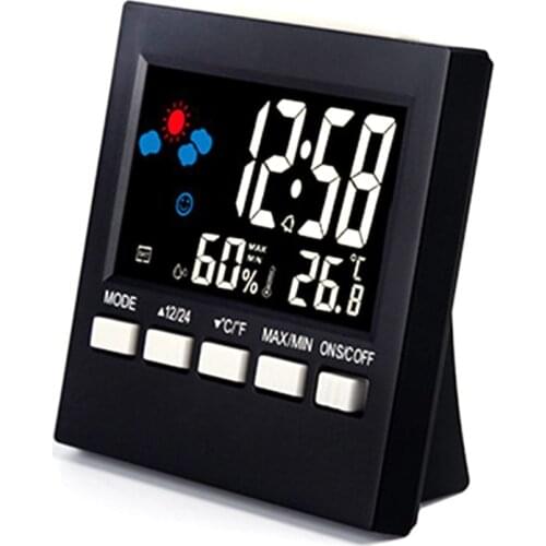 Electronic Digital LCD Temperature Humidity Monitor Clock Thermometer Hygrometer Electronic Indoor Home Weather Forecast Clock