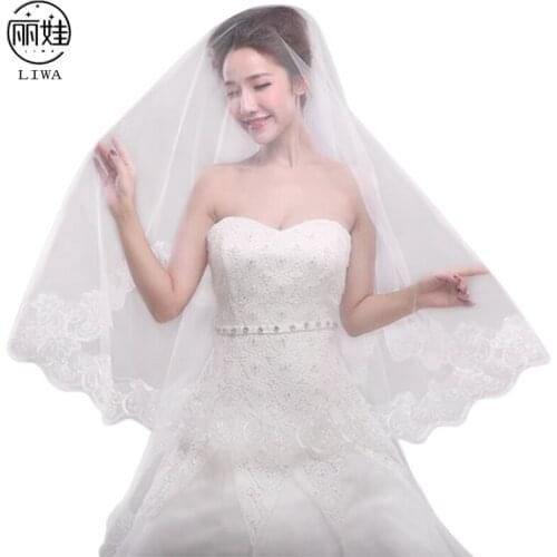In Stock High Quality Cheap Wedding Accessories Wedding Veil 1.5 Meter One-Layer White Lace Bridal Veils Veu De Noiva LongoBV289