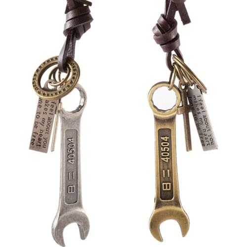 Jessingshow Genuine Leather Men Necklaces Pendants Punk Vintage Adjustable Brown Rope Chain Male Jewelry Gift 2021