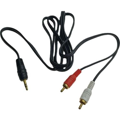 Computer 3.5mm AUX Male To 2-Port RCA Male Stereo Audio Cable Cord for Speaker Headset DVD Player TV Set Top Box 1.5M Red White