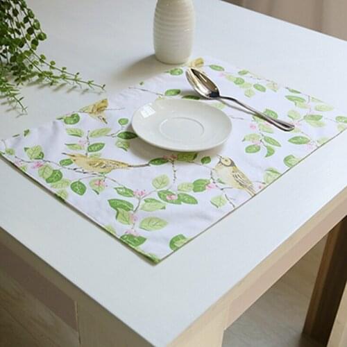 Dining Table Mat Napkin Coaster Mats Insulation Pad Bowls Coasters Kitchen Accessories Bird Flower Garden Print Placemat