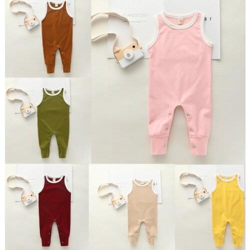 Baby Summer Clothing 0-24 Newborn Infant Baby Boy Girl Solid Romper Clothes Sleeveless Summer Outfit Jumpsuit