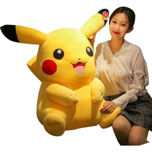 Pokemoned Kawaii Pikachus Plush Toys Big Size Pillow Stuffed Doll Appease Baby Birthday Present Cartoon Image Gift For Kids
