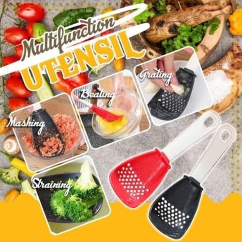 Multifunctional Grater Spoon Colander Food Strainer Scoop Peeler Ginger Garlic Press Grinding Grater Drain Gadgets Cooking Tool