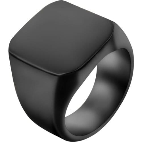 BONISKISS 2020 High Polished Stainless Steel Men Ring Engagement Wedding Band Biker Mens Ring Black Silver Colour Size 7-14