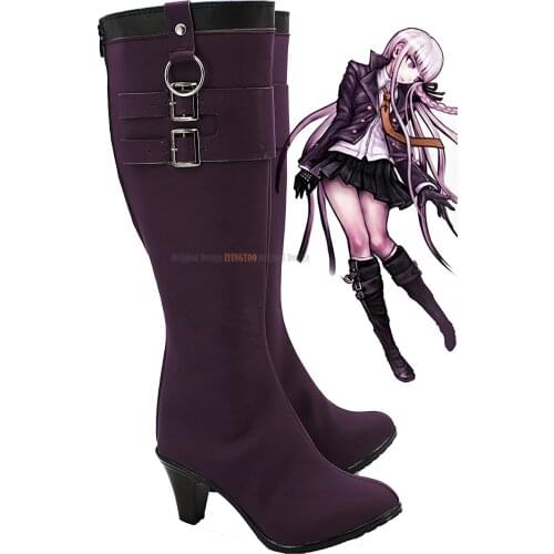 Kyoko Kirigiri Shoes Cosplay Danganronpa Trigger Happy Havoc Kyoko Kirigiri Cosplay Boots High Heel Shoes Purple Custom Made