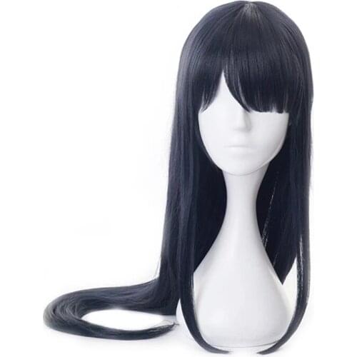 Anime High-Rise Invasion Honjo Yuri Honjou Cosplay Wig Dark Blue Long Heat Resistant Synthetic Hair Wigs + Wig Cap