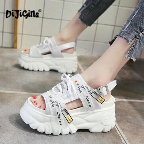 Women Sandals Platform Sandals Wedges Shoes For Women 9cm High Heels Sandalias Mujer Summer Shoes Leather Wedge Sandals Dropship