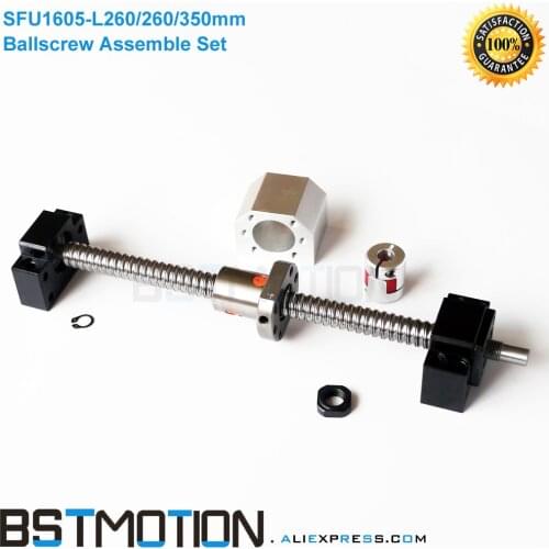 SFU1605 Ball screw Customize Length RM1605 260mm 260mm 350mm ball screw with BK12 BF12 Support + DSG16H Housing + Jaw Coupling