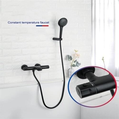 Vidric Wall Mounted Bathroom Black Oil Brushed thermostatic Bath & Shower Faucet hand held Shower Faucet Sets Bathtub Faucet Set