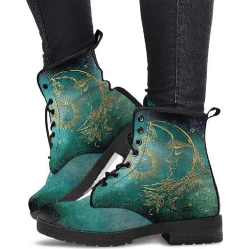 Womens Leather Shoes Sun Moon Shoes Leather Boots Women Womens Vegan Shoes Womens Winter Shoes Rain Boots Cowgirl Shoes Size 43