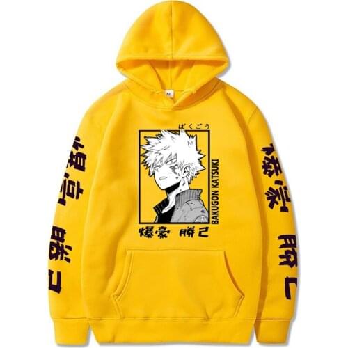 Harajuku My Hero Academia Hoodies Women Long Sleeve Sweatshirt Bakugou Katsuki Anime Manga Black Hoodies Tops Clothes