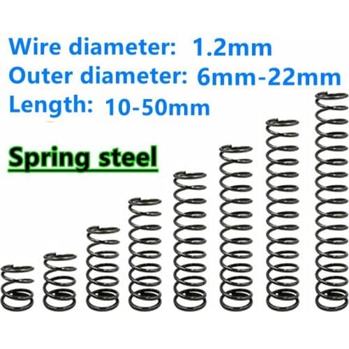 10PCS 1.2*6 7 8 9 10 11 12mm*5-50mmSpring Steel Small Compression Release Mechanical Return Spring Pressure Spring