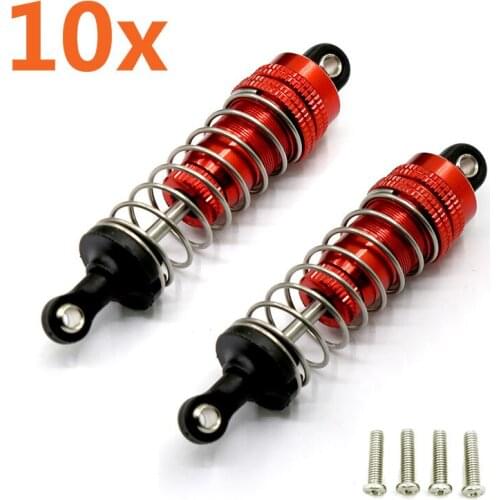 10Pcs Aluminum Metal Front&Rear Shock Absorber For 1/14 WLtoy 144001 1316 80mm RC Car Crawler Short Course Truck Upgrade Part