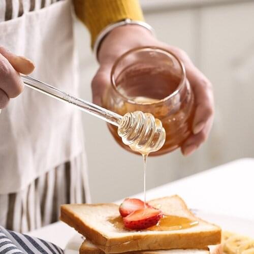 100pcs 15cm Clear Glass Stirrer Stirrers Honey Dipper Dippers Spoon Stick for Honey Jar Collect and Dispense Tool Tools W0305