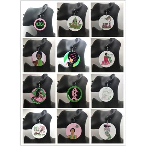 12pairs/lot !!Printing AKA Soririty Wooden Earrings can mixed 12 designs