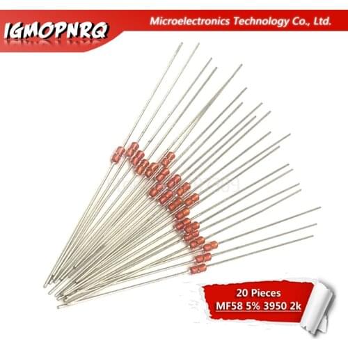 20pcs MF58 B value: 3950 2K ohm 5% MF58-2K 2Kohm thermistor Resistor