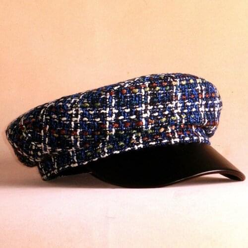 2018 Parent-child Beret Hat Dark Blue FLOWER Stripe Fur Cap Navy Hat Baseball Cap Newsboy Hat British Style Beret Sun Hat