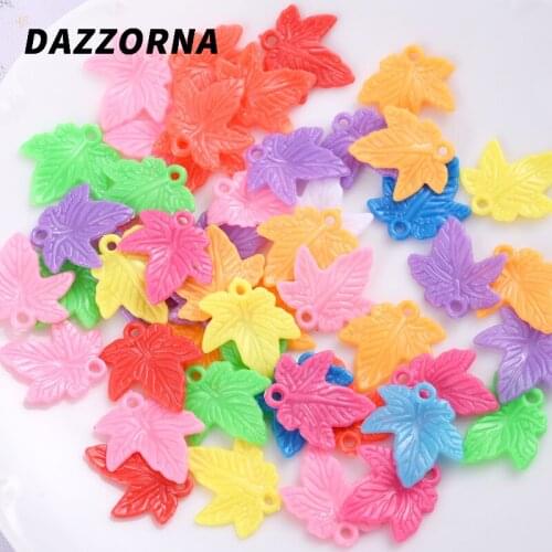 30Pcs/Lot Cute Colorful Candy Color Natural Plant Maple Leaf Acrylic Pendant for Diy Jewelry Making Accessories Mixed Colors