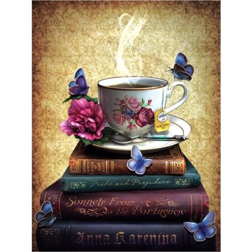 5D DIY Full Round/Square Diamond Painting Pattern Cup & Books 3D Embroidery Cross Stitch Rhinestone Mosaic Home Decor Art Yc980