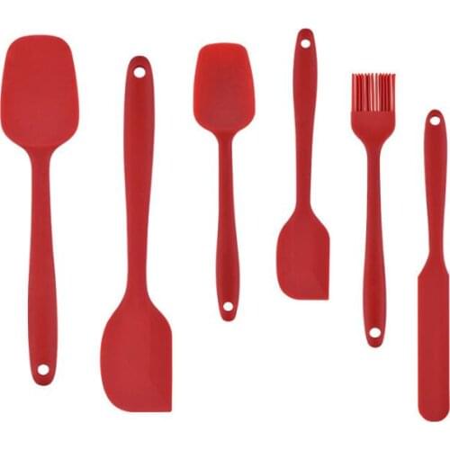 6pcs/lot Silicone Spatula Spoon Brush Cooking Utensil Kit Cake Cookie Butter Scraper Mixing Batter Brush Scoop BBQ OK 1193