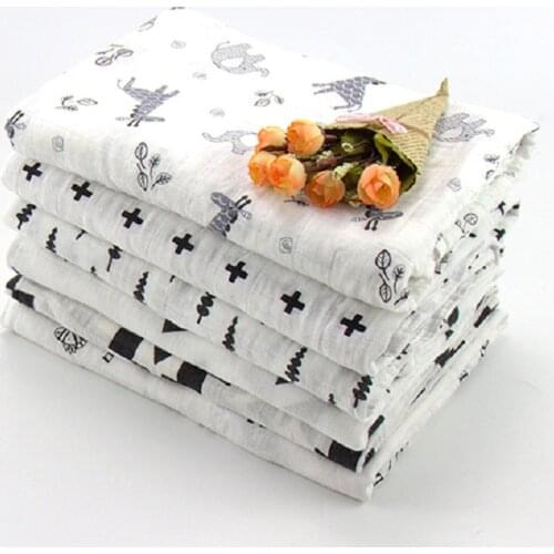 6 Layers 110*110cm 100% Cotton Muslin Swaddle Baby Blankets Bedding Sheet Newborn Bath Towel Infant Swaddles Breastfeeding Cover