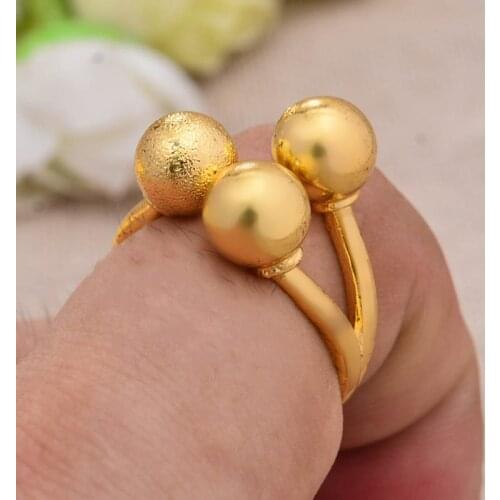 Annayoyo Dubai France 24K Bead Round gold color Rings Dubai rings For women Twist African Round Party wedding gifts Rings gift