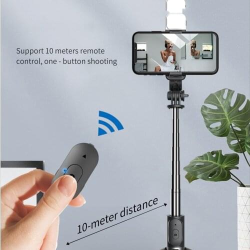 HOT!Wireless bluetooth selfie stick foldable mini tripod with fill light shutter remote control for IOS Android