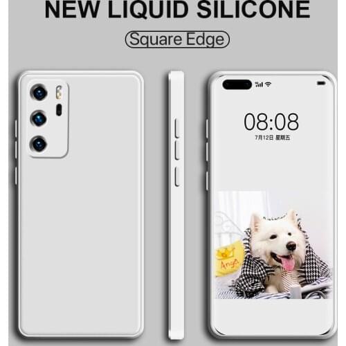 Ultra Thin Square Solid Color Phone Case For Huawei P40 P30 Pro Mate 40 30 Honor 30 Nova 7 SE 8 Soft Liquid Silicone Back Cover