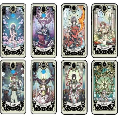 Black tpu Case For Huawei Honor 20 Lite 10 10i 20S 30S 30 Case Honor 7A 5.45 7s 7C 5.7 Case Cover Tarot card moon star