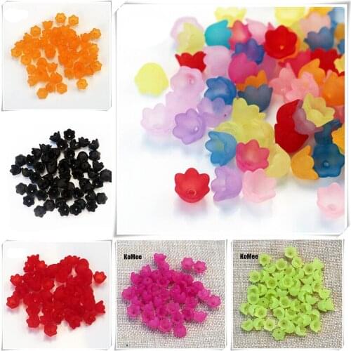 Cheap Beads Wholesale 200pcs 7*10mm Frosted Acrylic Small Flower Beads Caps Jewelry DIY Accessories Findings