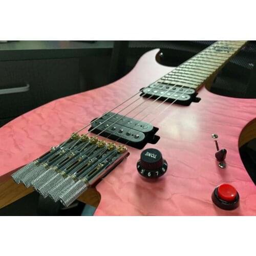 Chrome Single Headless Guitar Bridge Headless Fanned Fret -Single Fixed Brass Fan Bridges for 6 String Electric Guitar