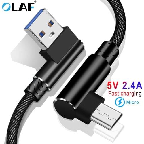 Olaf Micro USB cable 90 Degree elbow Nylon Braided Fast charger charging Cord For Samsung Xiaomi Huawei USB charger Microusb