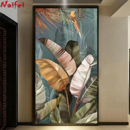 Banana Leaf diamond painting full drill square round diamond embroidery plant still life big size puzzle home decoration