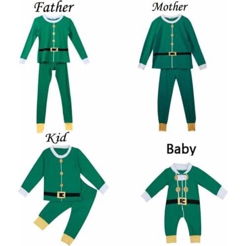 2019 Christmas Family Matching Pajamas Set Santa Sleepwear Nightwear Long Sleeve Top + Pants Outfits Clothes Sets Baby Rompers